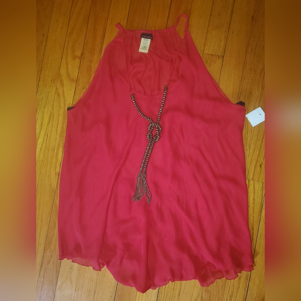 Red shirt w necklace